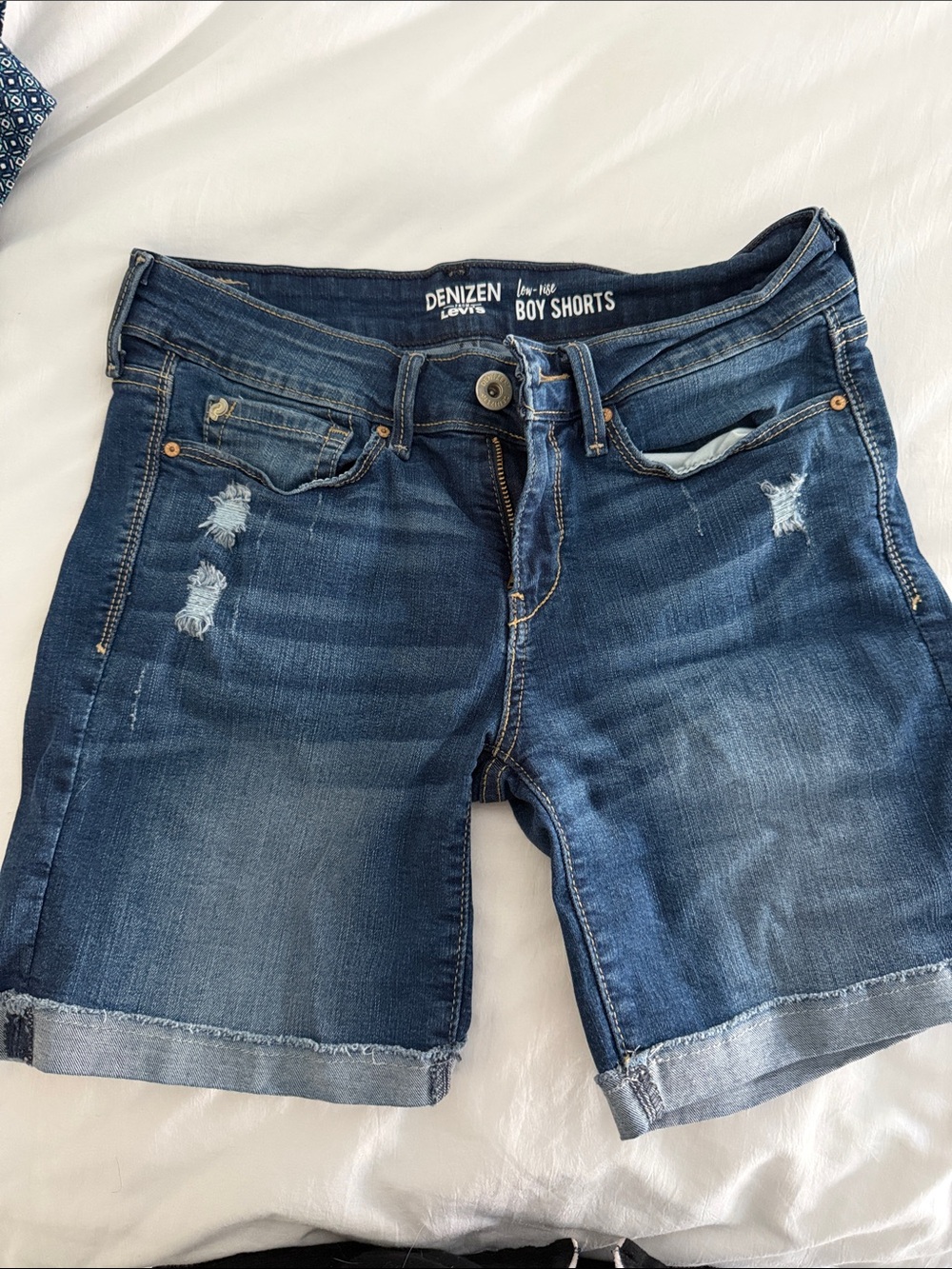 Denizen from Levi's Dark Blue Distressed Boy Shorts